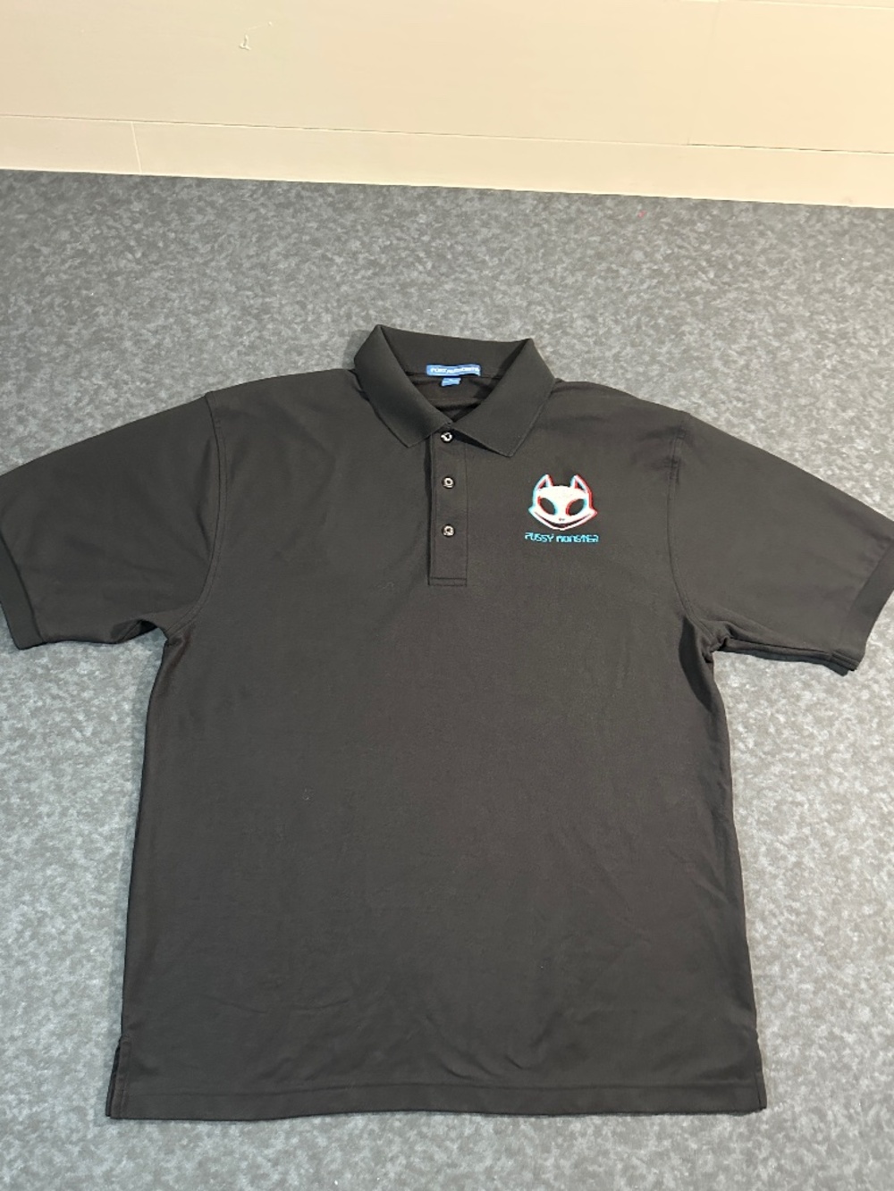 Port Authority P*ssy Monster Black Embroidered Polo Shirt Size Large